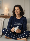 Pyjama Oh Lala Mon Amour marine avec pantalon à cœurs
