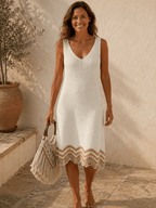 Robe bohème écru sans manches femme look été chic taille unique