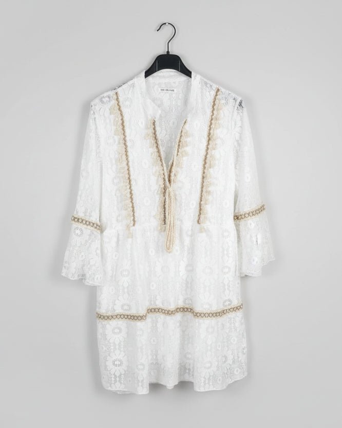 Robe Bohème Dentelle Blanche & Broderies Beige 36 - 42 - Mam’s Ailes