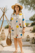Robe-chemise Bikini Vibes écrue en viscose, vue de face
