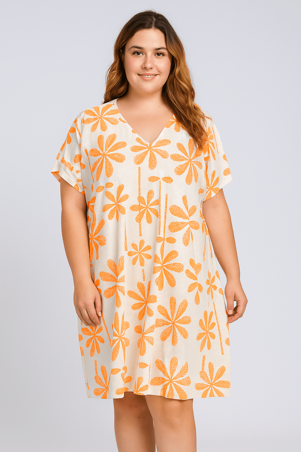 Robe courte orange fleurie – Fraîcheur & légèreté - Mam’s Ailes