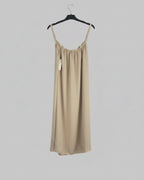 Robe fluide col froncé Calista ecrue à fines bretelles Made in Italy