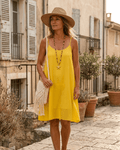 Robe fluide col froncé Calista - Mam’s AilesJaune