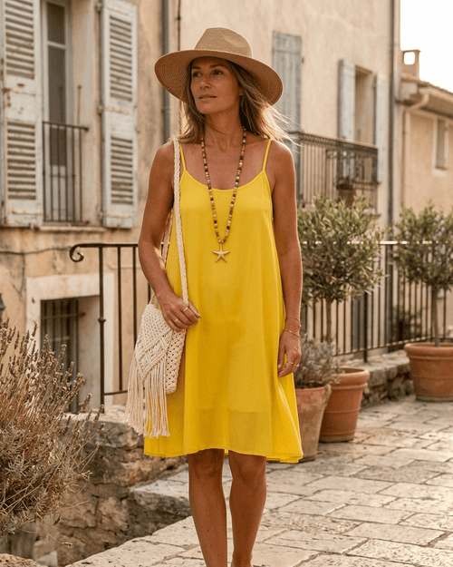 Robe fluide col froncé Calista - Mam’s AilesJaune