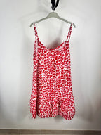Robe fluide en gaze de coton imprimé léopard rouge sur cintre