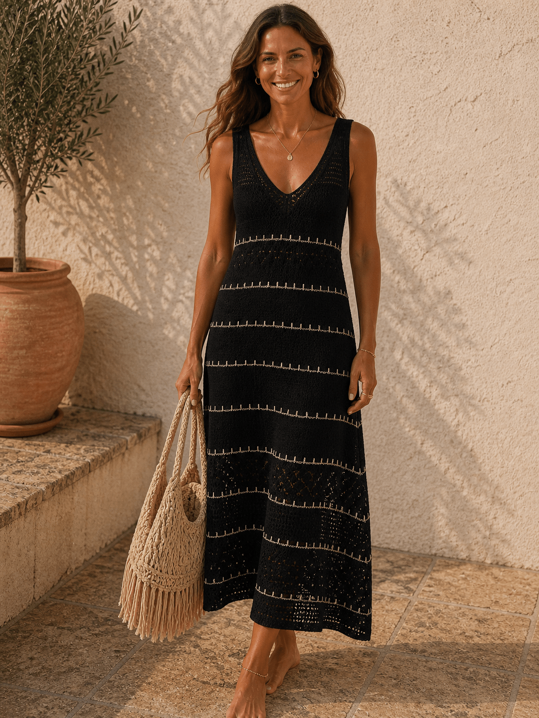 Robe Livia - Maille Bohème 34 - 40 - Mam’s AilesNoir