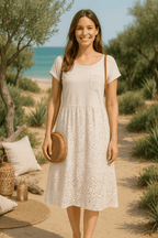 Robe Longue Bohème – Dentelle & Coton – Rose Poudré - Mam’s Ailes