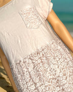 Robe Longue Bohème – Dentelle & Coton – Rose Poudré - Mam’s Ailes