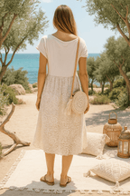 Robe Longue Bohème – Dentelle & Coton – Rose Poudré - Mam’s Ailes