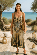 Robe longue dorée "Buffalo Spirit" - Mam’s Ailes