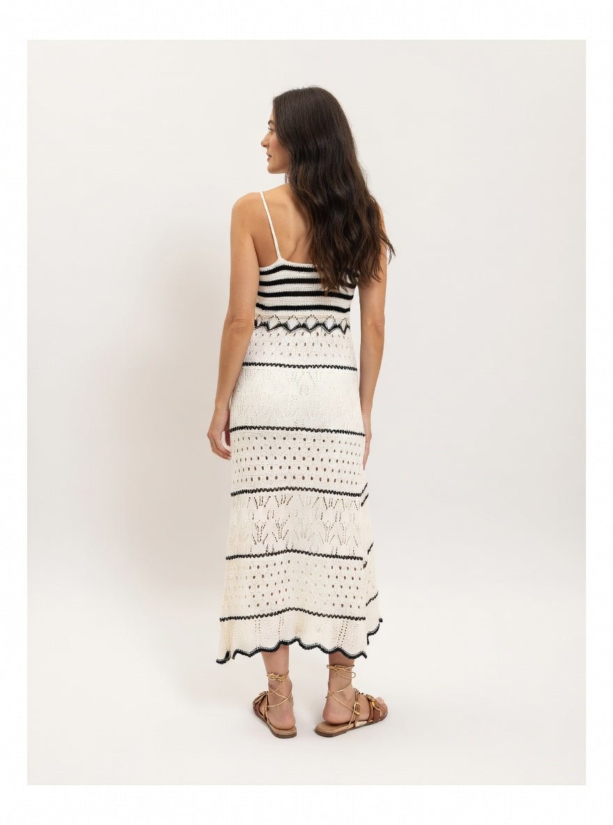 Robe longue Naïa écrue à fines bretelles, vue de dos