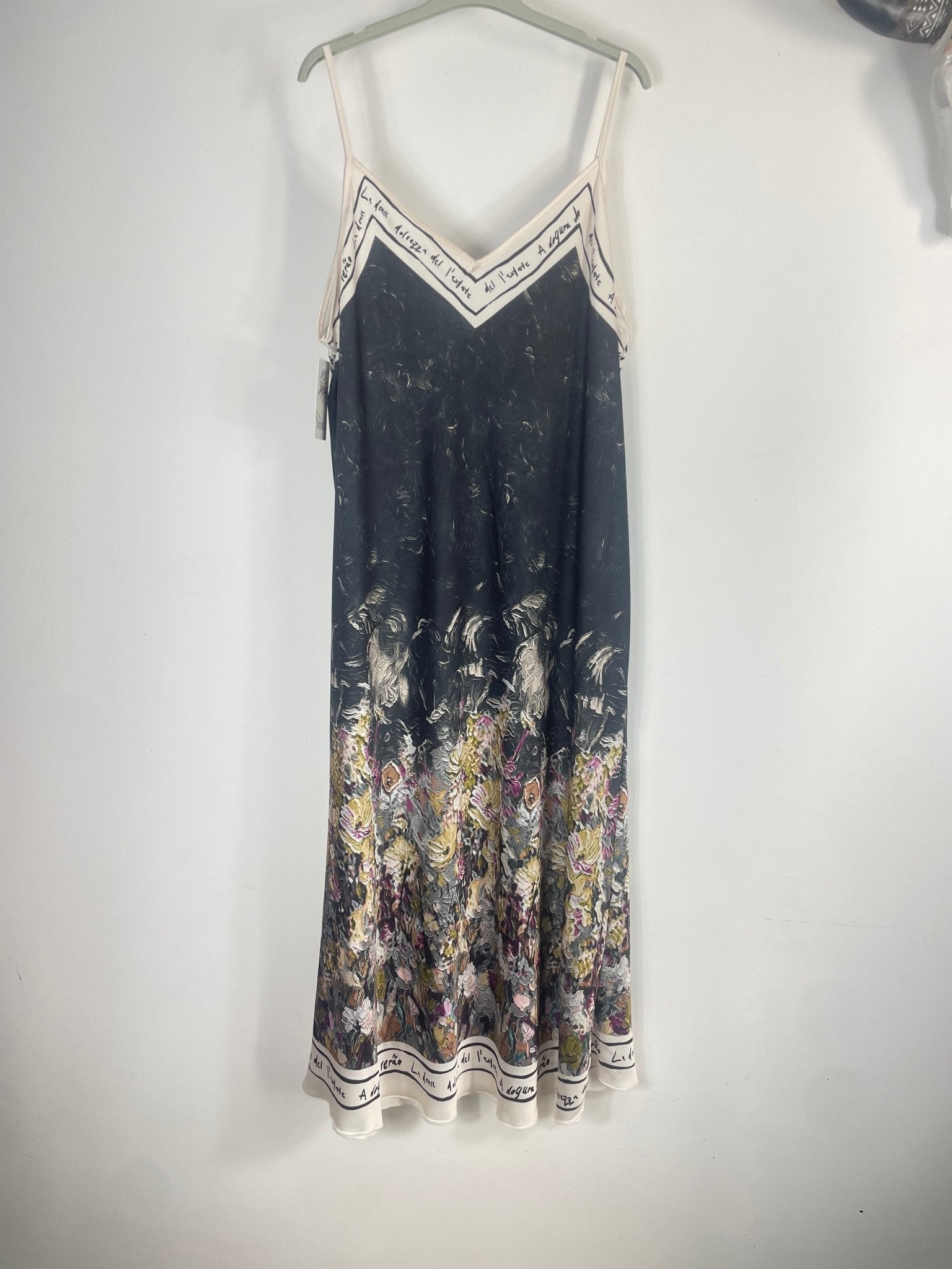 Robe longue Salomé — Satin fleuri - Mam’s AilesNoir
