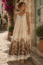 Robe longue Salomé — Satin fleuri - Mam’s AilesRose