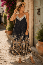 Robe longue Salomé — Satin fleuri - Mam’s AilesRose