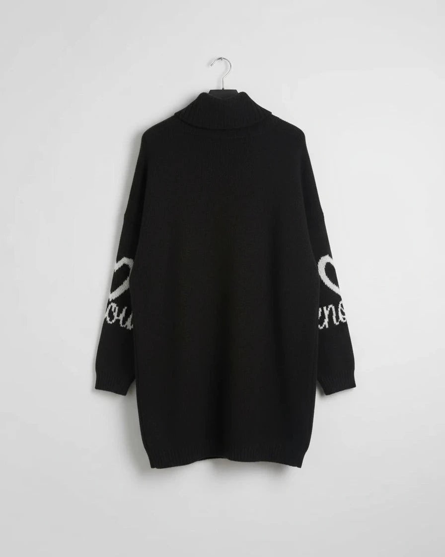Robe-pull Amour chocolat à col roulé, vue de dos