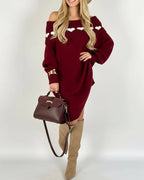 robe pull bordeaux loose épaule dégagée