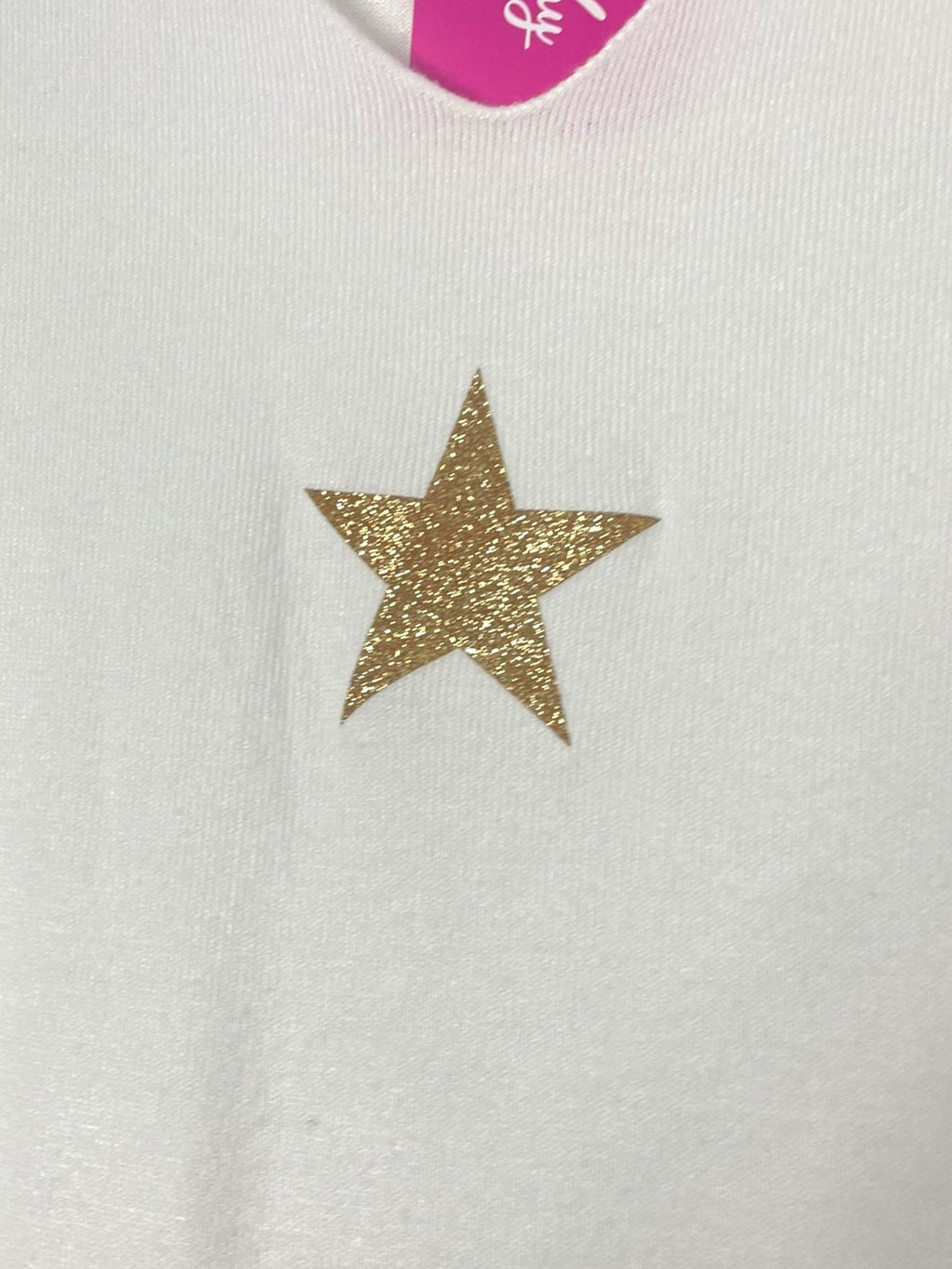 Robe pull blanche femme automne hiver avec détail étoile dorée