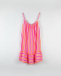 Robe rayée fluo orange et fushia sur  cintre