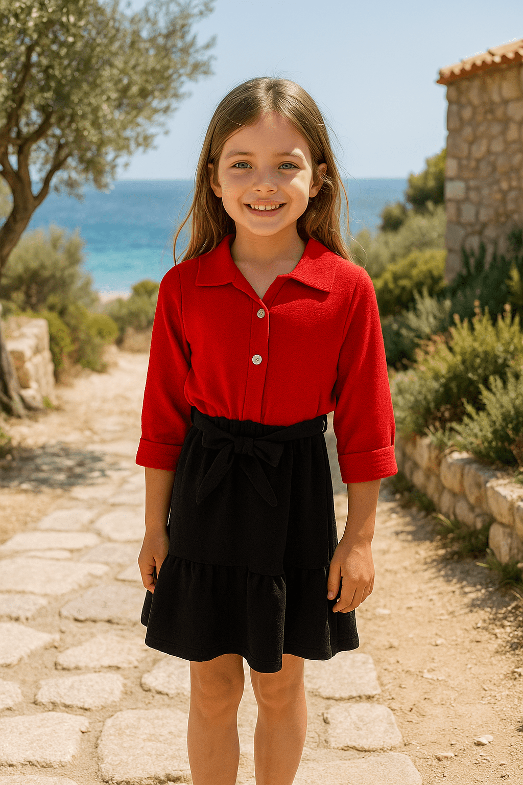 Robe Rouge & Noire Enfant – Élégance & Confort - Mam’s Ailes