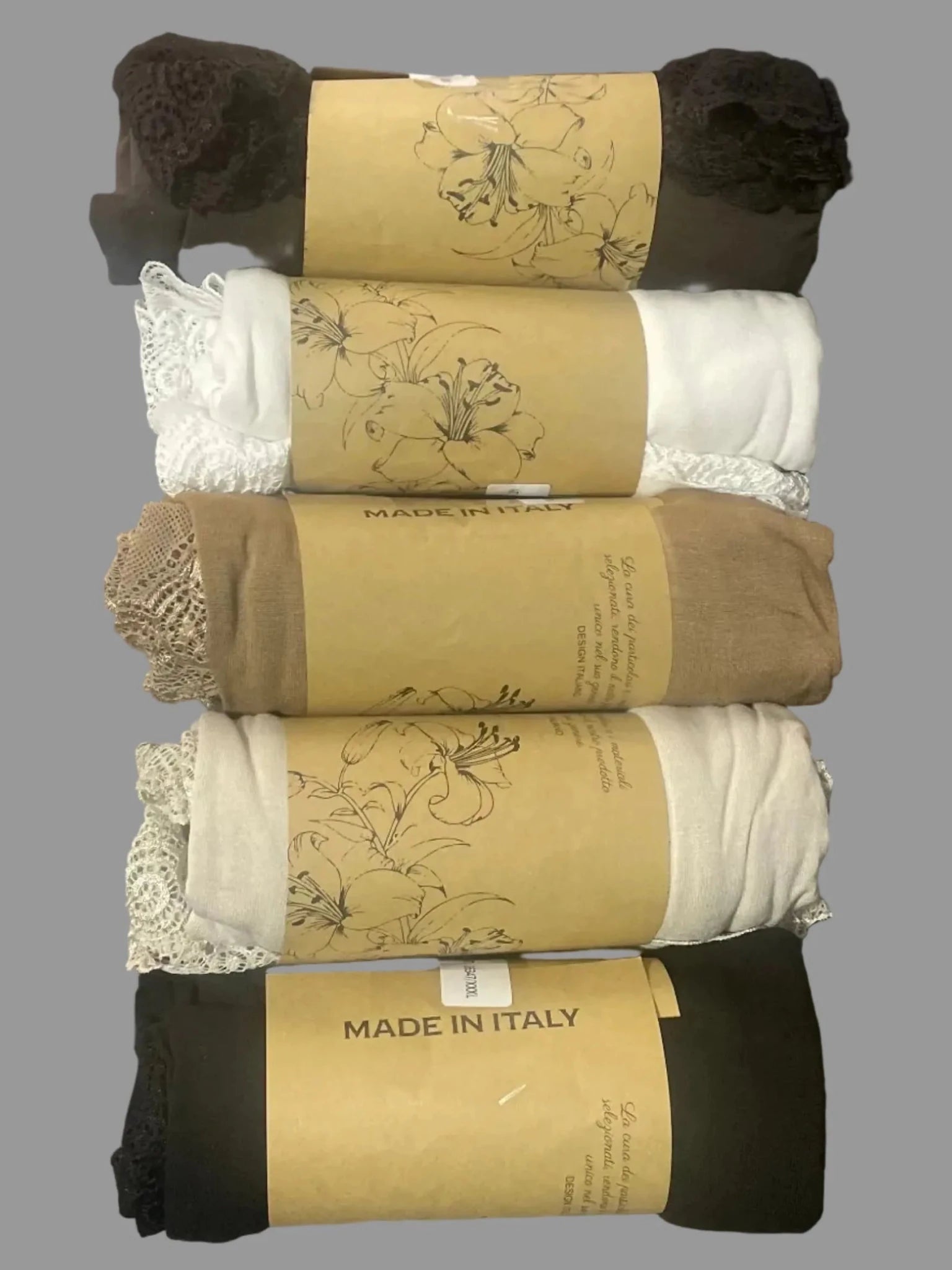 les 5 couleurs de rouleau dentelle au col, poignets et bas du top 36 au 52