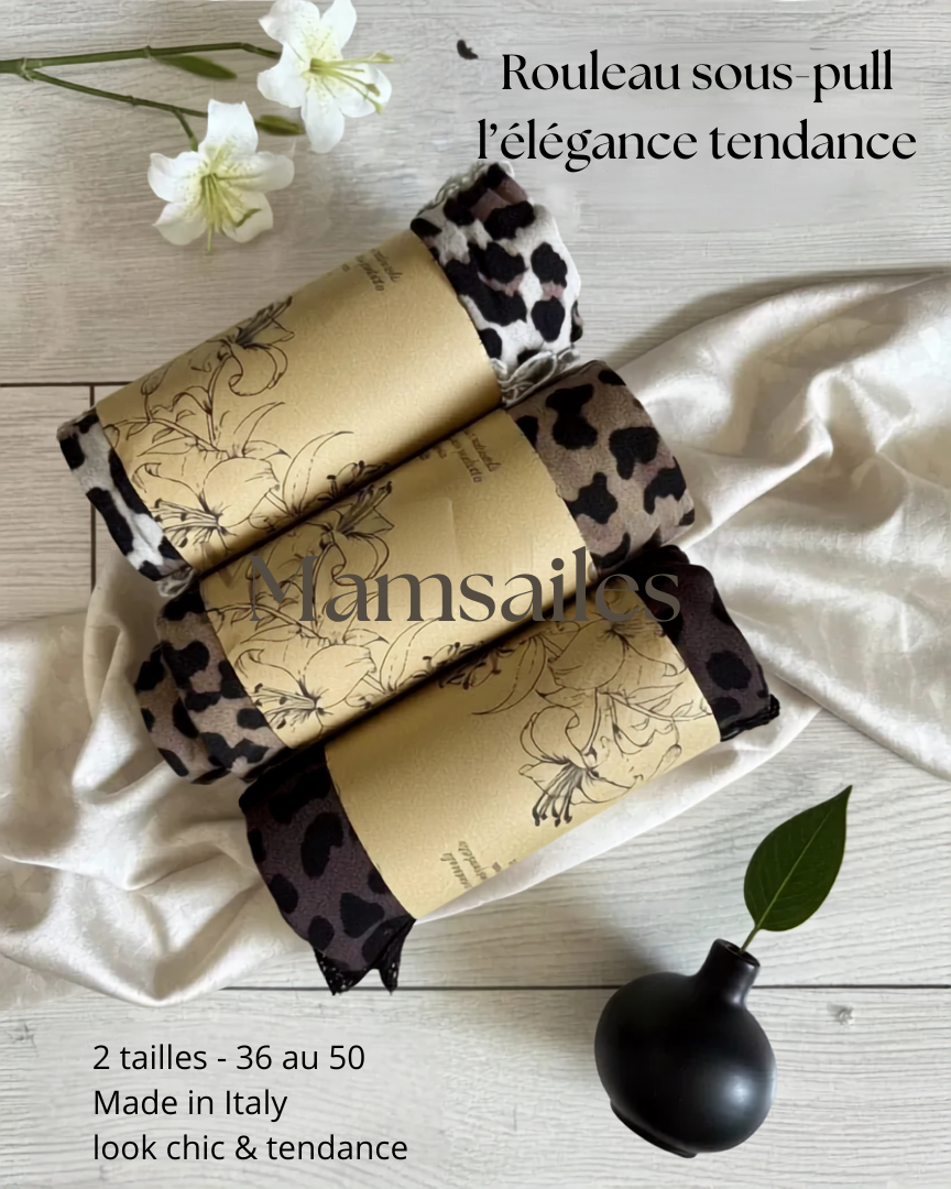 Présentation des Rouleaux Léopard Dentelle chocolat, beige et camel, disponibles en deux tailles