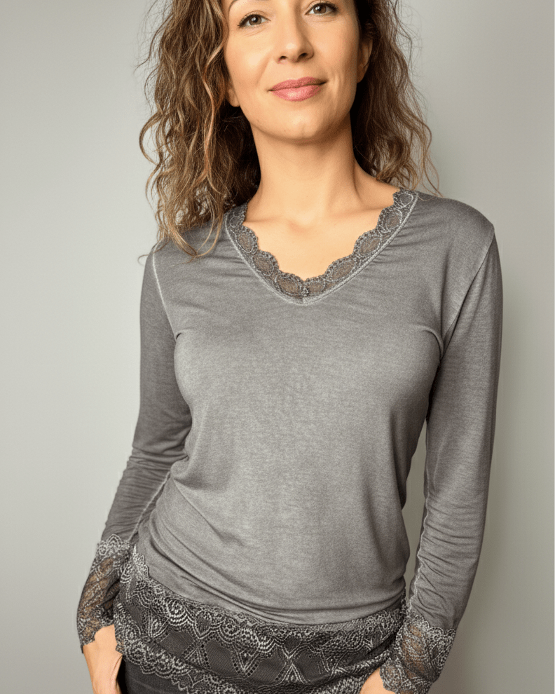 Sous-pull femme dentelle couleur anthracite - modèle phare