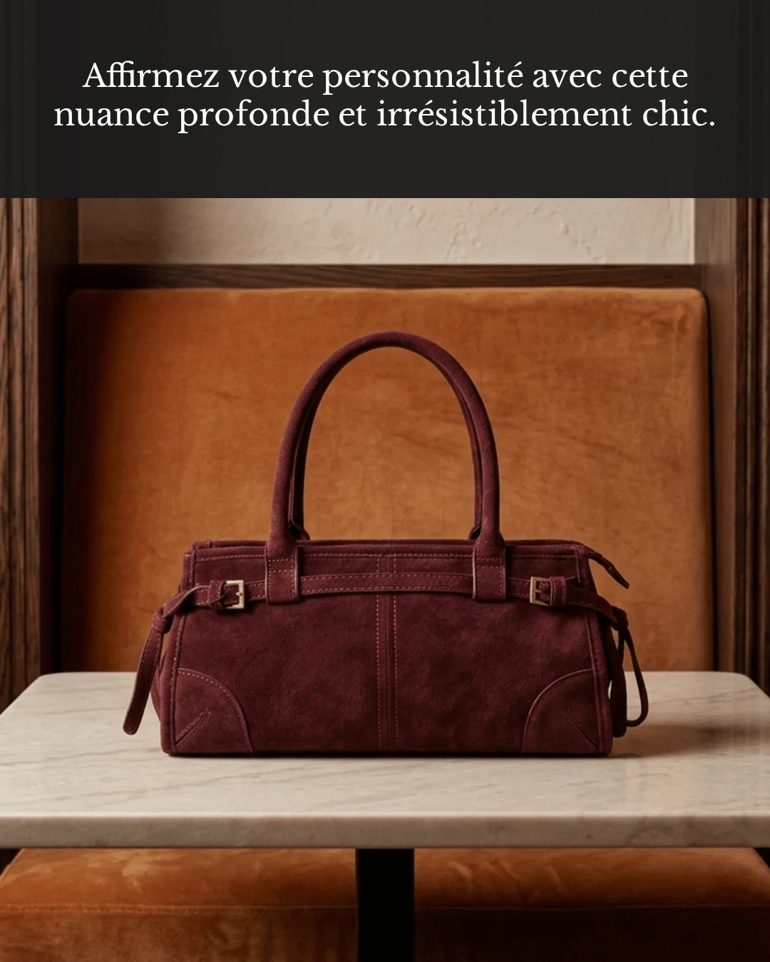 Sac Alessia — suedine bordeaux vue face