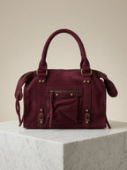 Sac Andréa Massi bordeaux effet daim, vue de face