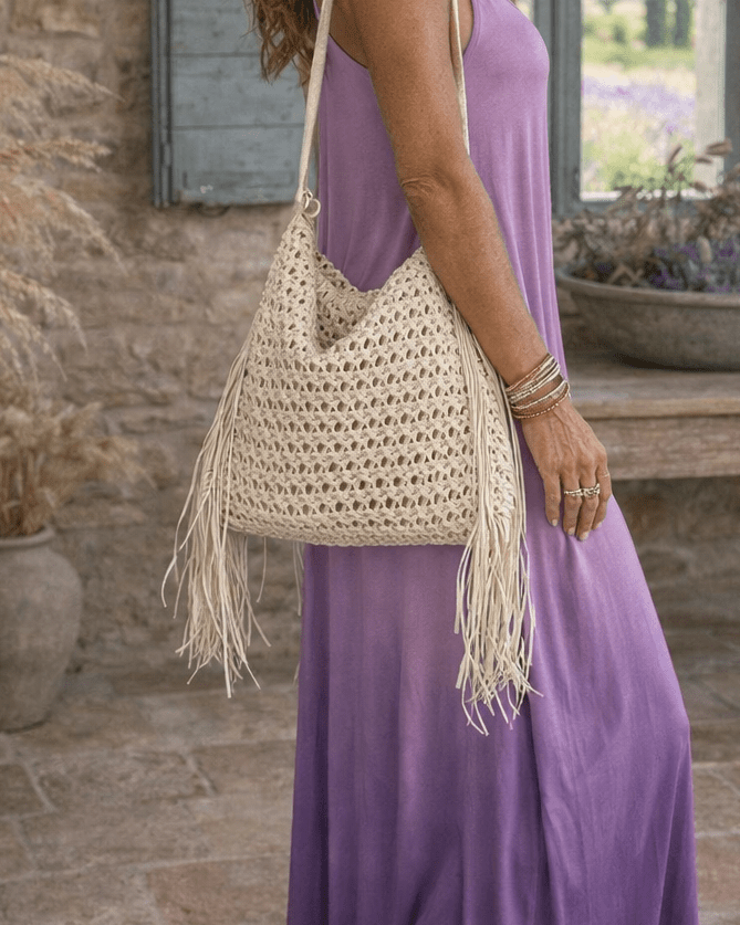Sac Hobo Macramé Franges Bohème - Mam’s AilesBeige