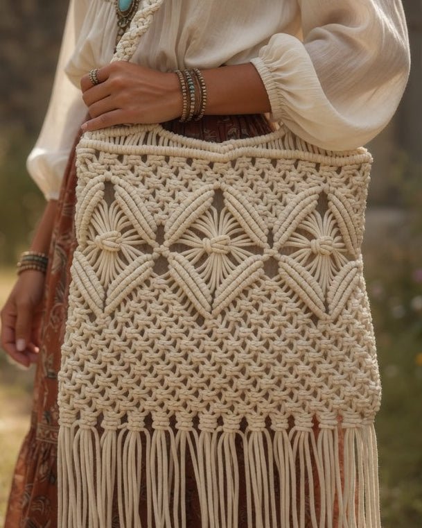 Sac Macramé à Franges Bohème - Esprit Plage - Mam’s Ailes