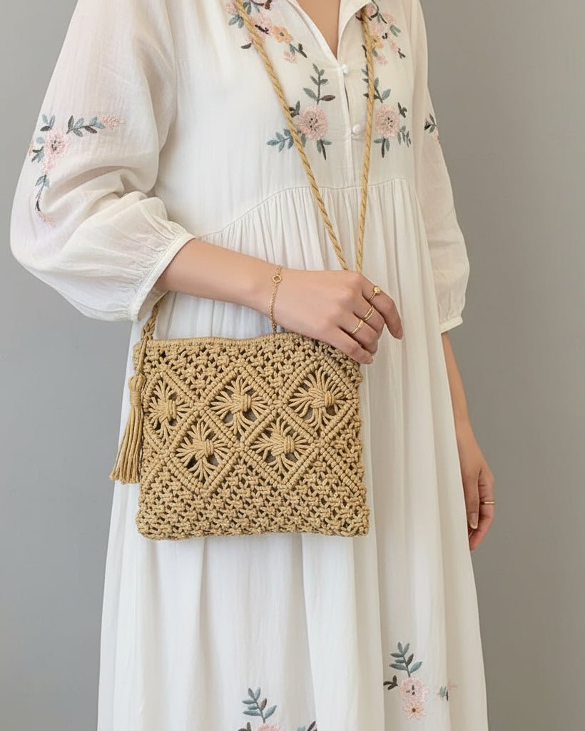 Sac Macramé Bohème - 2 Coloris - Mam’s AilesCrème