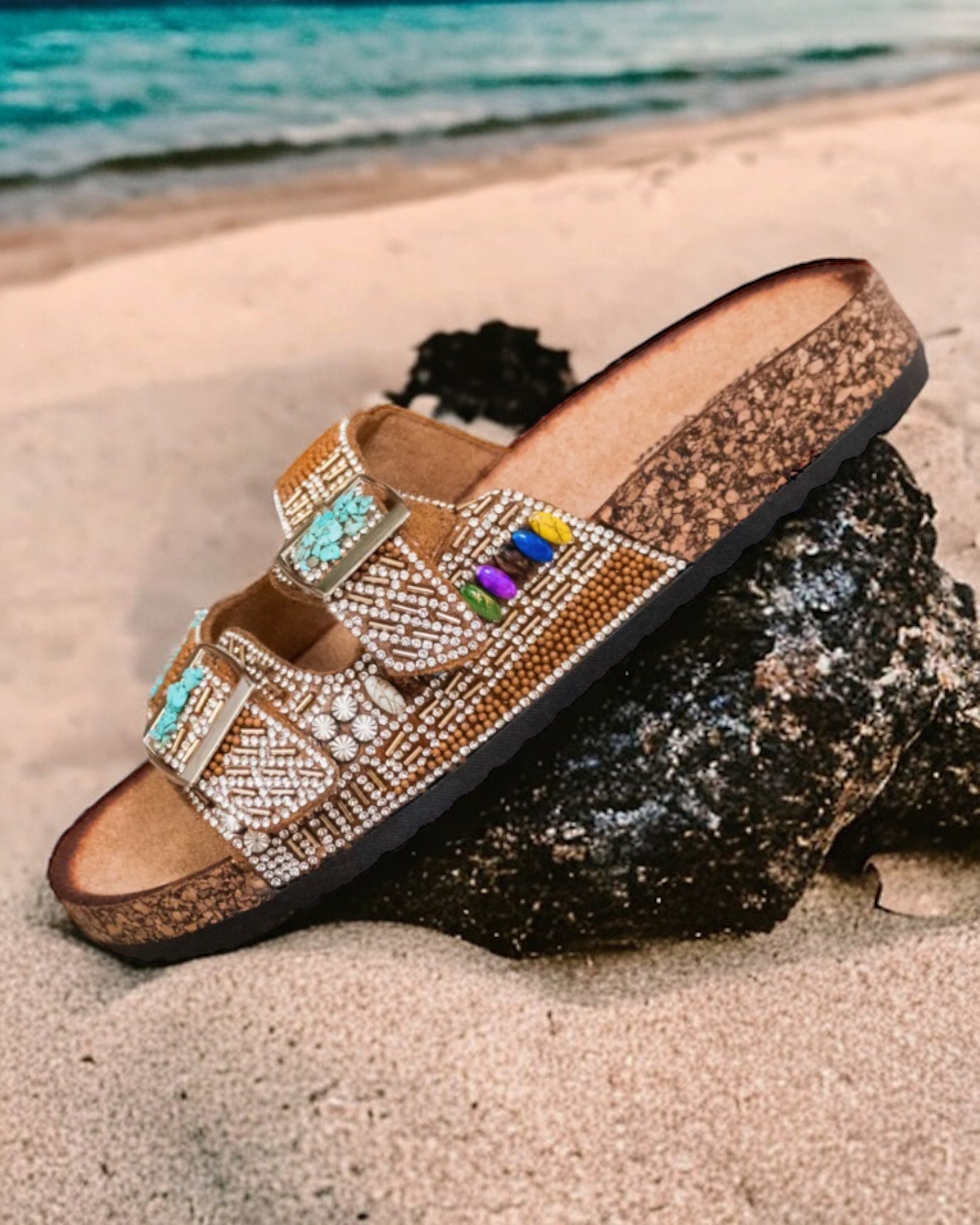 Sandales beiges perles & strass – Confort & éclat ✨ Pointures 37 - Mam’s Ailes