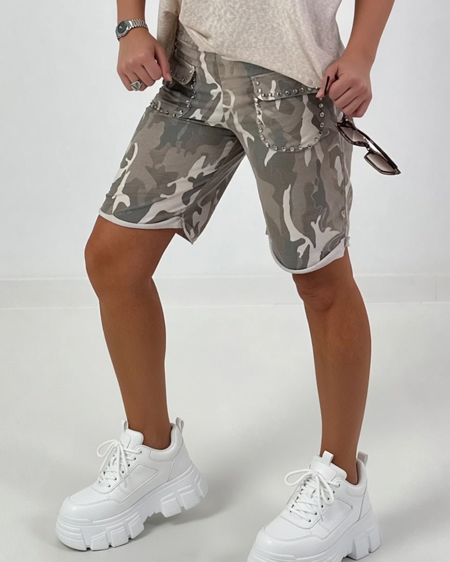 Short Camo Rebel taupe en coton, vue portée