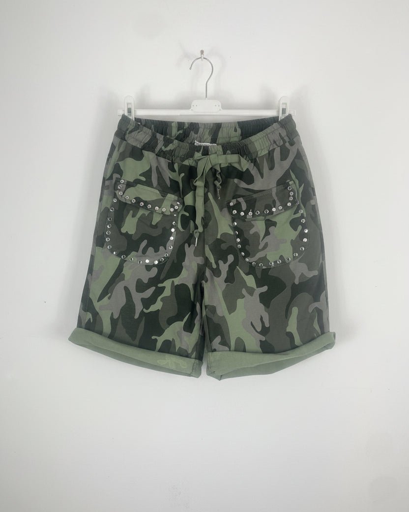 Short Camo Rebel kaki en coton, vue complémentaire