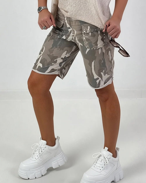 Short Camo Rebel femme Made in Italy porté couleur taupe