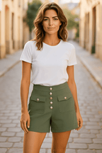 Short Chic Boutonné – Élégance & Confort Estival - Mam’s Ailes