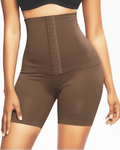 Short taille haute taupe stretch, vue de face