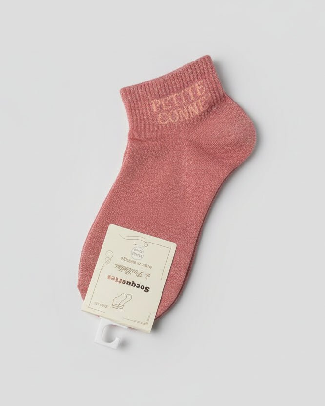Socquettes Petite Conne saumon pailleté