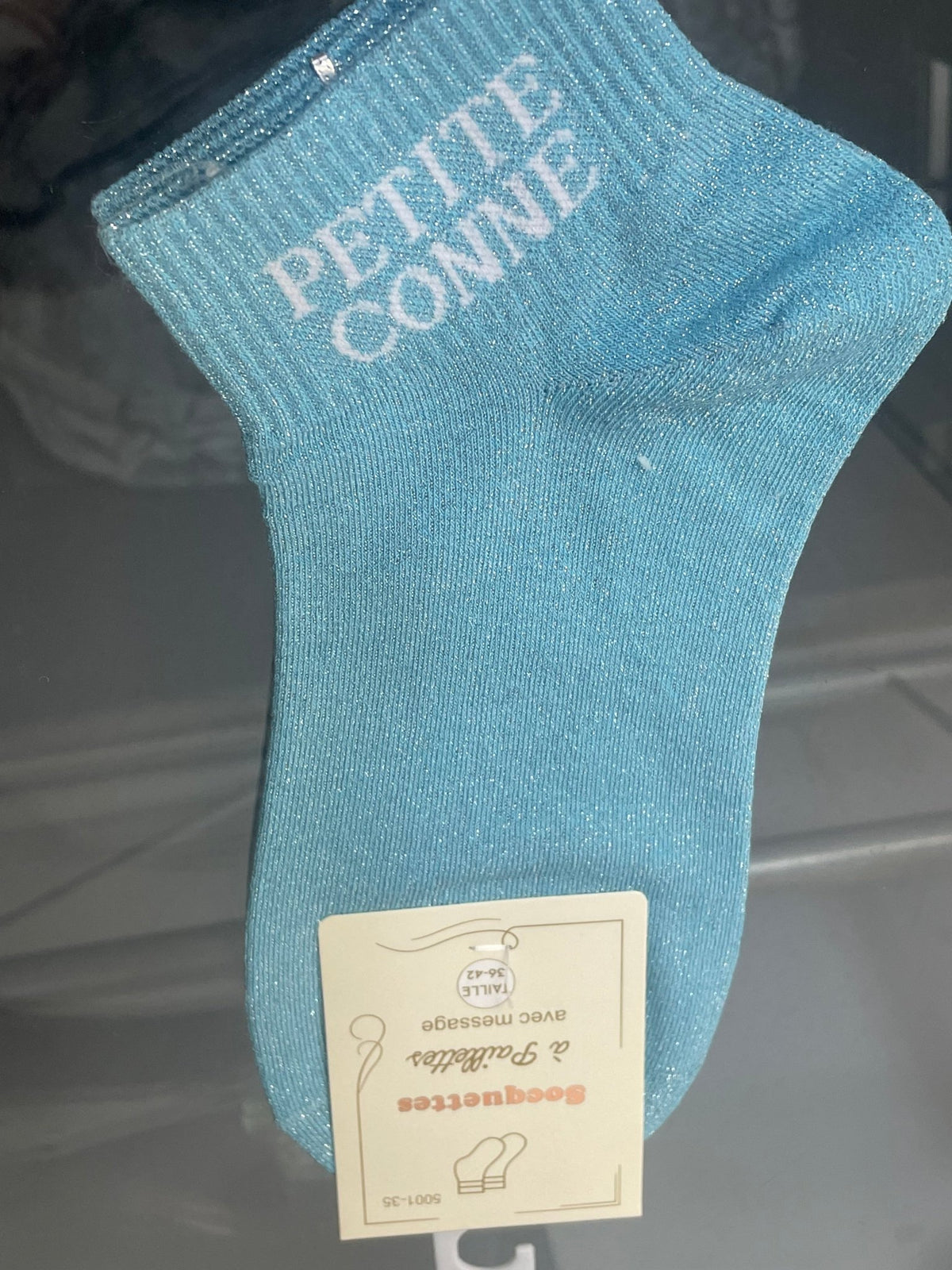 Socquettes Petite Conne turquoise pailleté