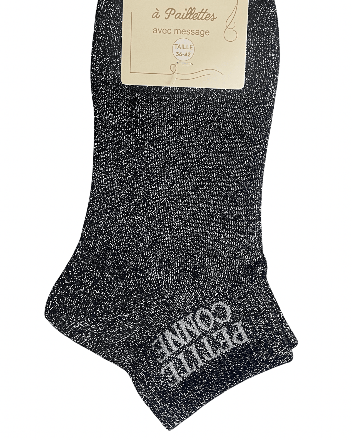 Socquettes Petite Conne noires pailletées