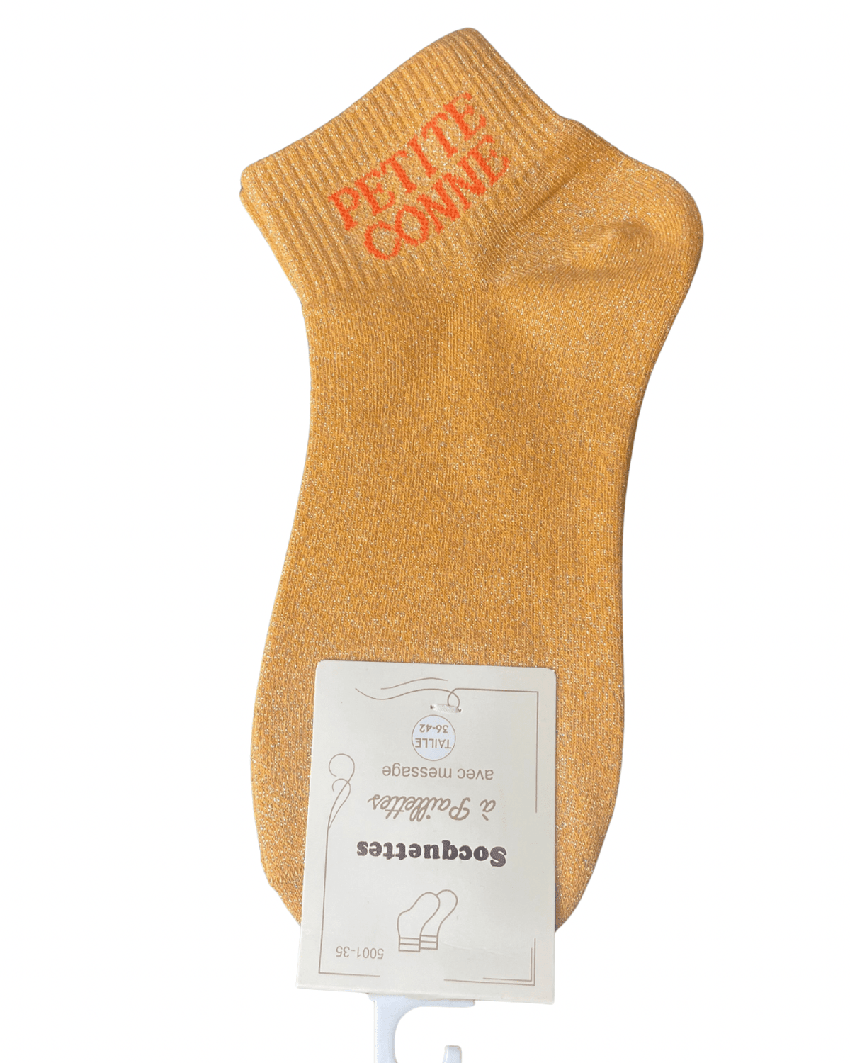 Socquettes Petite Conne orange pailleté