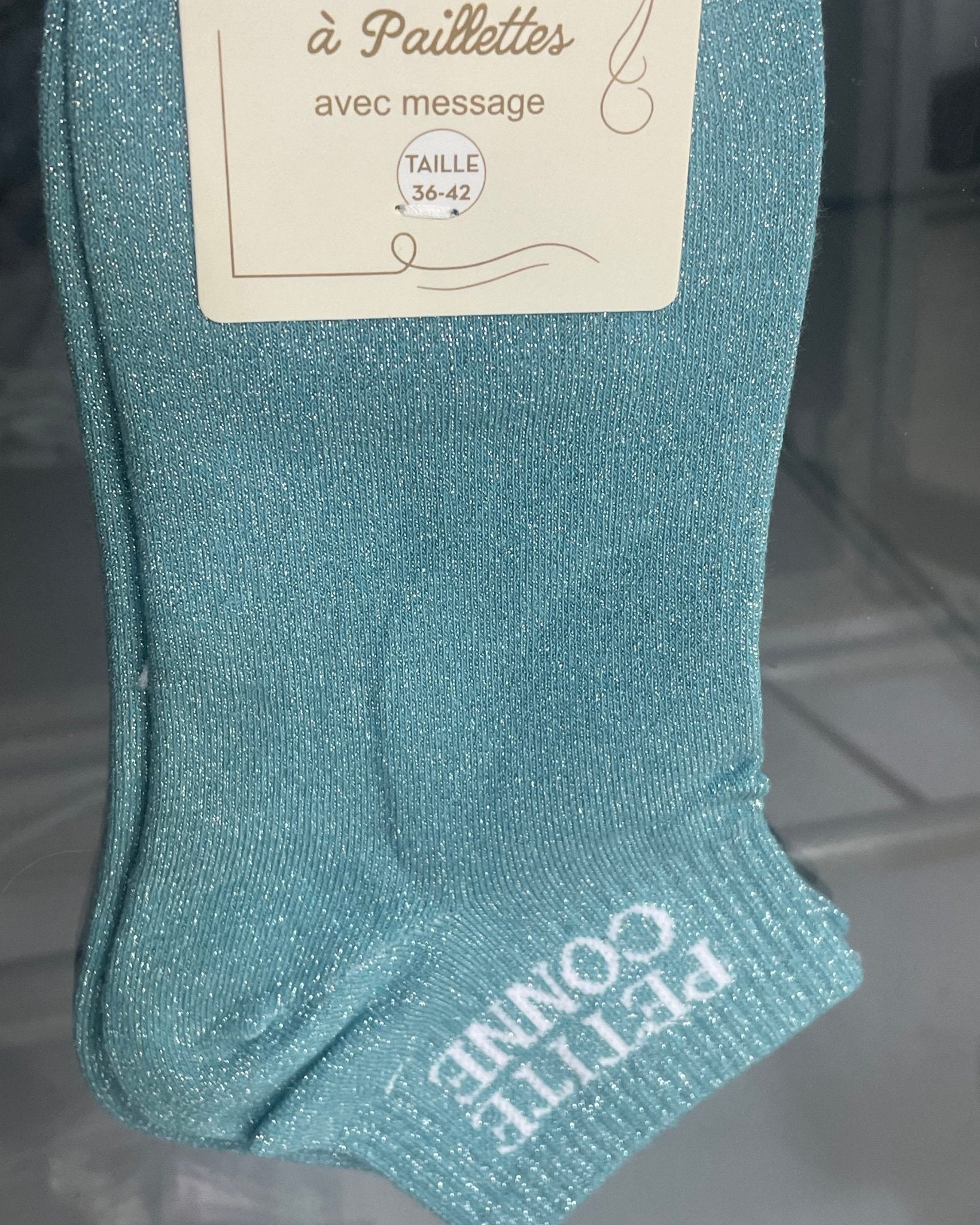 Socquettes « Petite Conne » Paillettes – Message Décalé – Cadeau Fun – 36 - 42 - Mam’s Ailes