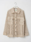 Surchemise Alba beige femme en coton avec empiècements dentelle et boutons devant