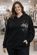 Sweat AMOR noir à capuche, vue de dos