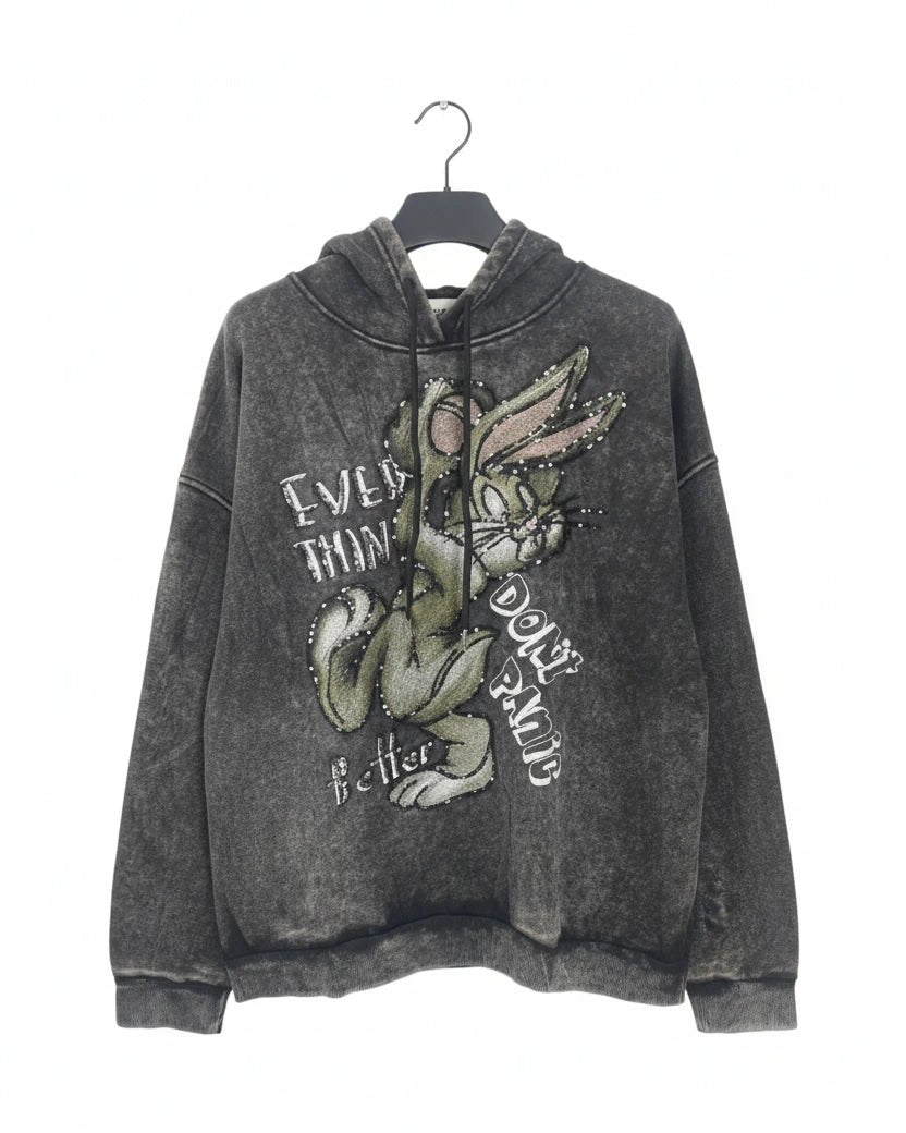 Sweat Don’t Panic gris, seconde vue de face