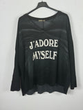 Sweat J’adore Myself anthracite à effet délavé vue de face
