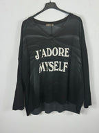 Sweat J’adore Myself anthracite à effet délavé vue de face