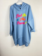 Sweat long Morgane vue sur cintre, couleur bleu
