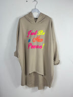 Sweat long Morgane vue sur cintre, couleur beige