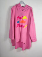 Sweat long Morgane vue sur cintre, couleur rose Bonbon